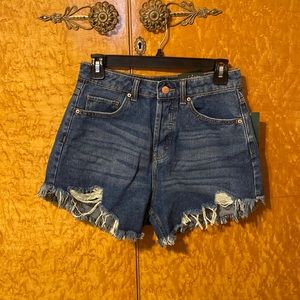 High rise distressed jean shorts